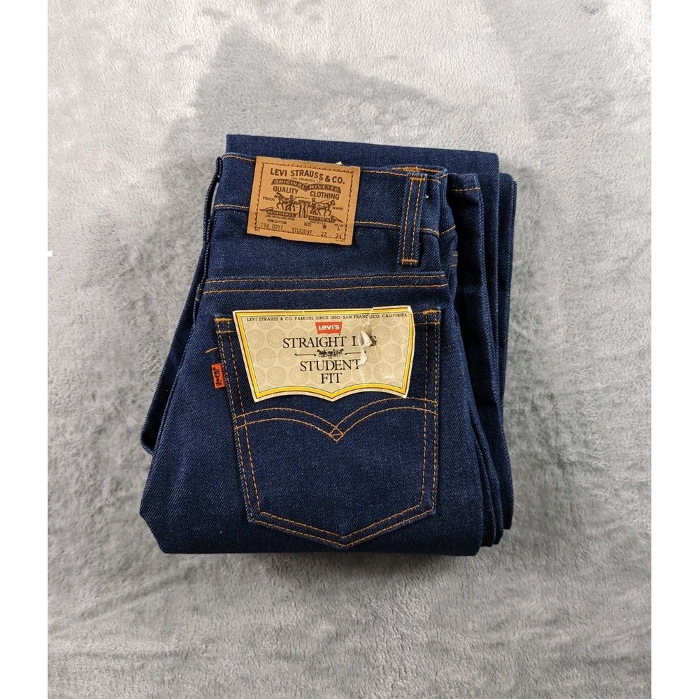 VTG 80s Levis 718-0217 Jeans Men 27x34 Blue Raw Orange Tab Student USA Deadstock